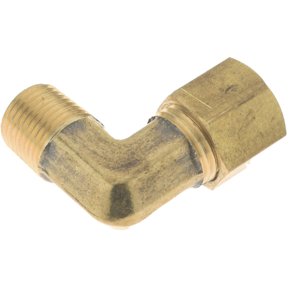 CerroBrass Compression Tube Male Elbow: 7/16-24, 1/4" Tube OD, Compression x MNPT - 18224