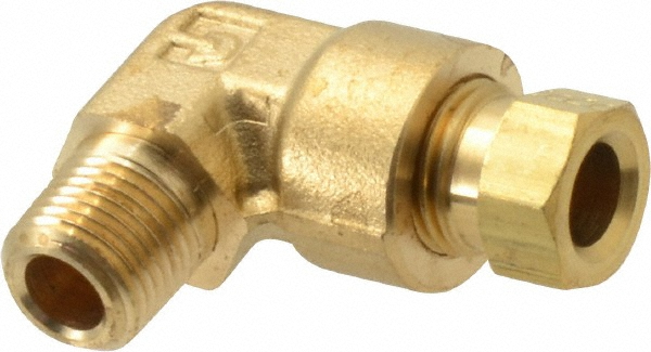 CerroBrass Compression Tube Male Elbow: 7/16-24, 1/4" Tube OD, Compression x MNPT - 18224