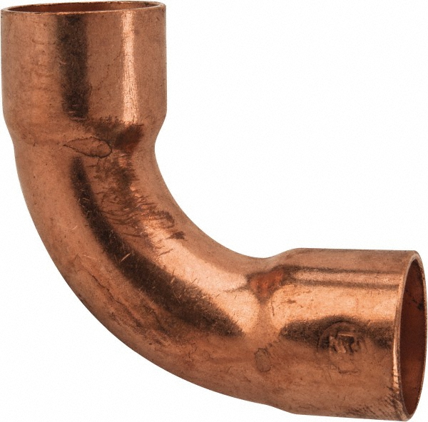 Mueller Industries Wrot Copper Pipe 90 ° Long Radius Elbow: 1/2" Fitting, C x C, Solder Joint - W 02722