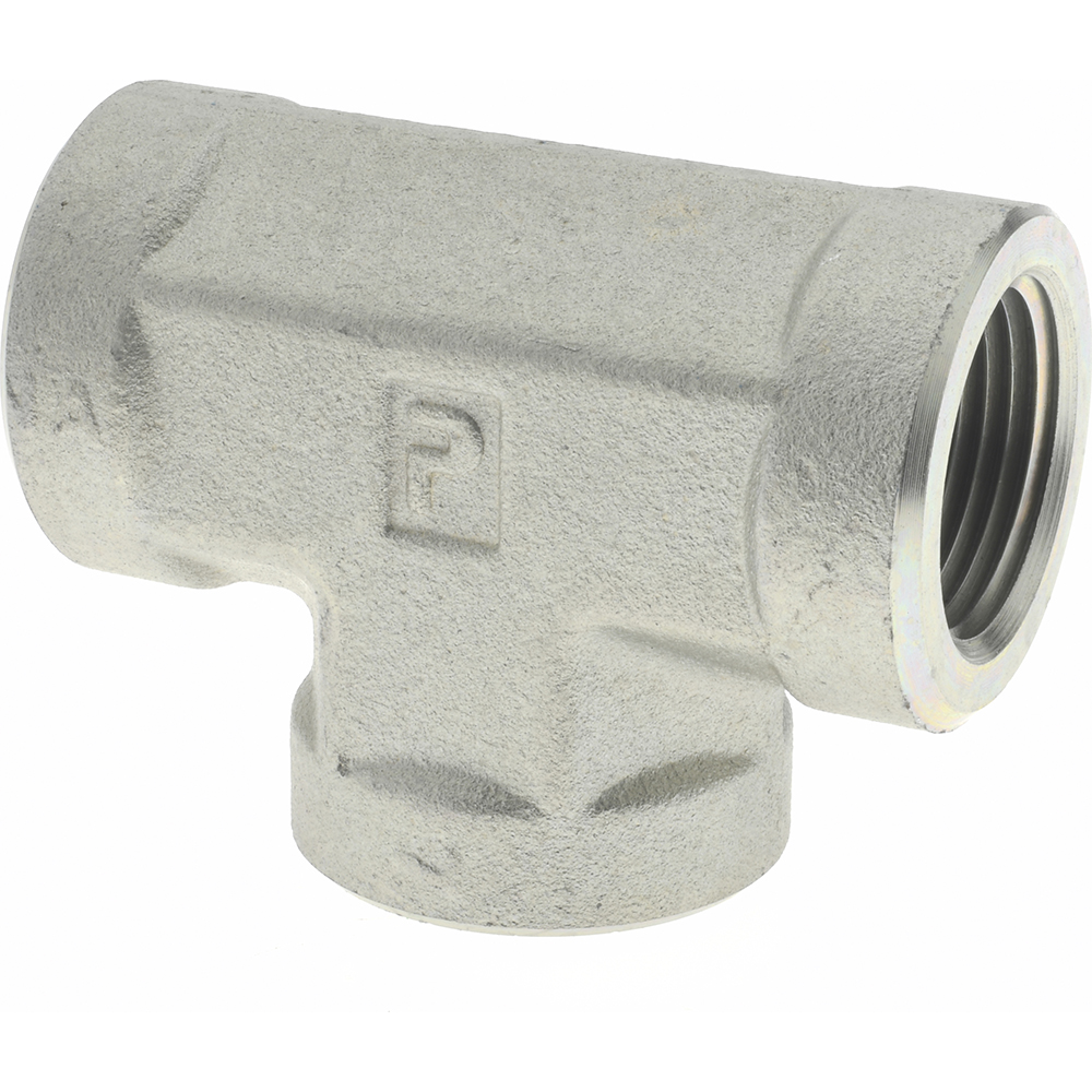 Parker Industrial Pipe Female Tee: 3/4" Female Thread, FNPTF - 3/4 MMO-S