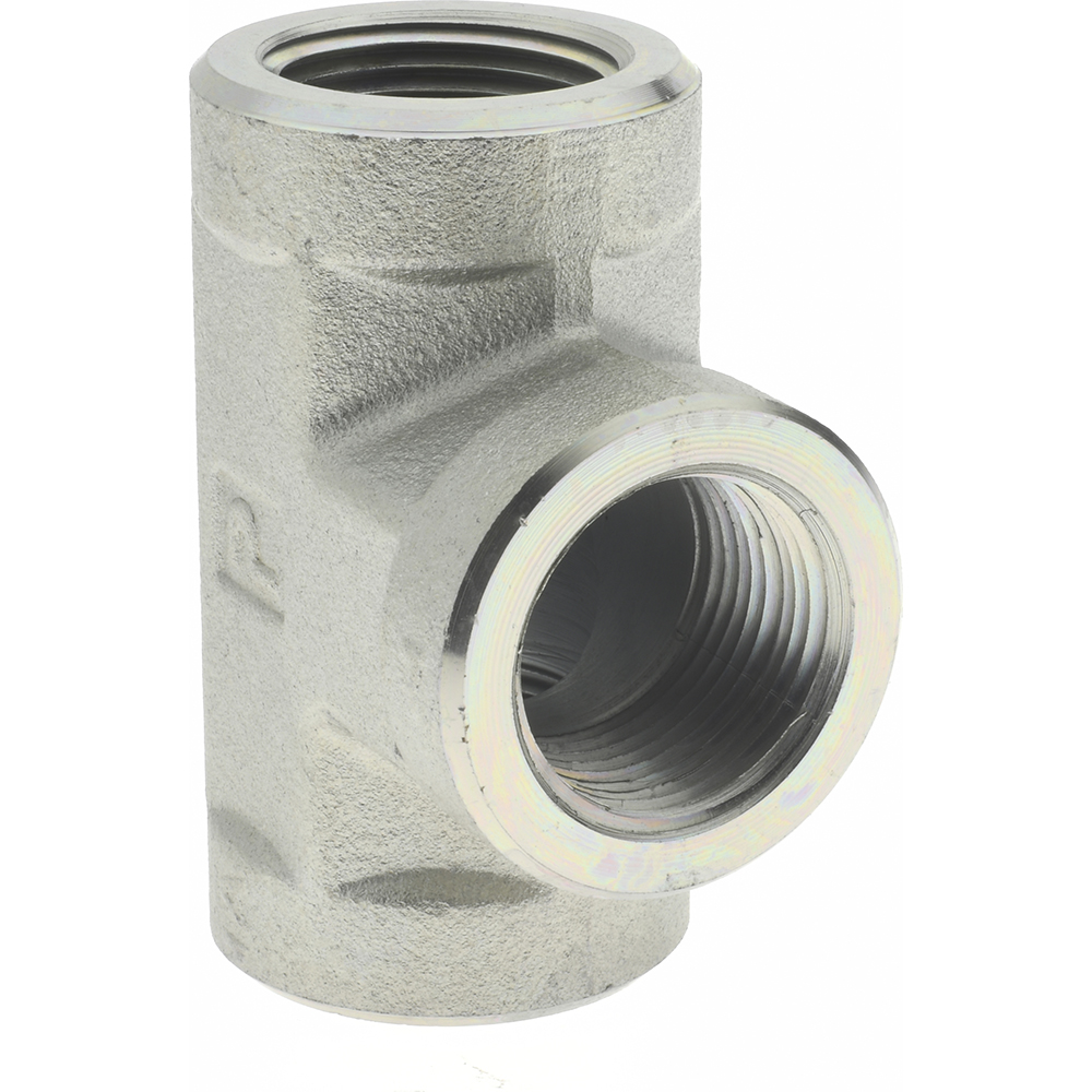 Parker Industrial Pipe Female Tee: 3/4" Female Thread, FNPTF - 3/4 MMO-S