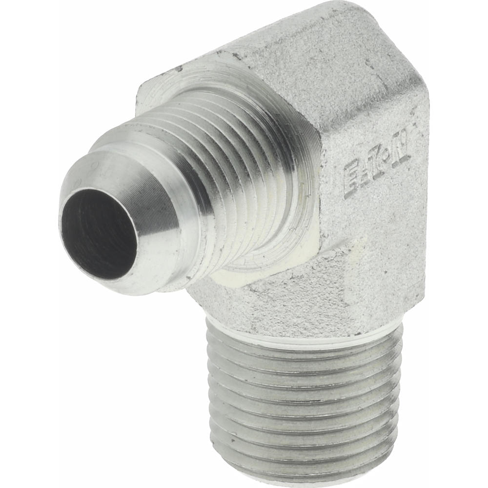 Eaton Steel Flared Tube 90 Deg Male Elbow: 3/8" OD, 37 deg Flared Angle - 2024-6-6S