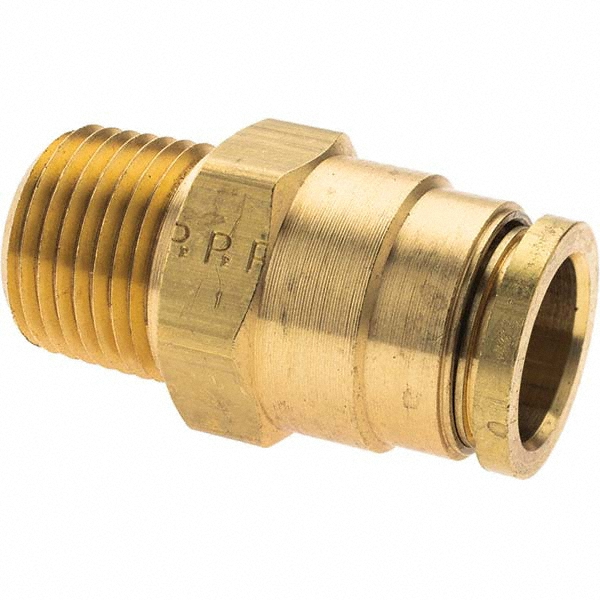 Parker Push-to-Connect Tube x MNPT x Tube x Male Fitting: Connector, NPTF, 5/8" OD - P00031