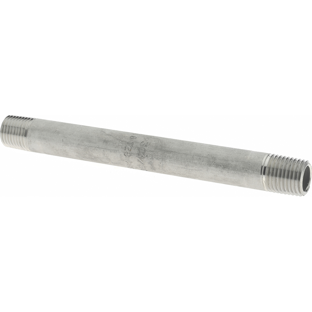 Merit Brass Stainless Steel Pipe Nipple: 1/4" Pipe, Grade 304 & 304L - 4004-500