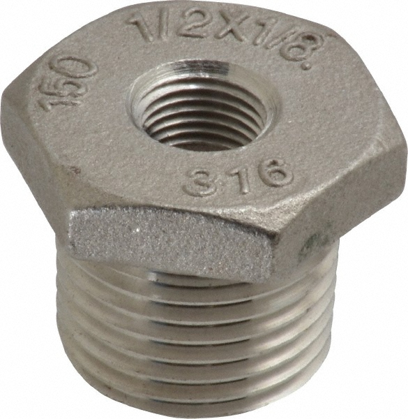 Merit Brass Pipe Bushing: 1/2 x 1/8", 316 Stainless Steel - K614-0802
