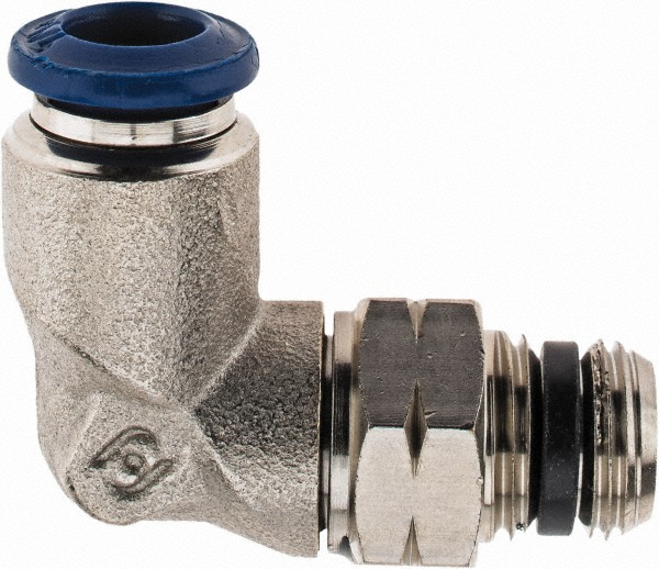 Aignep USA Push-to-Connect Tube x Male x Tube x Male NPTF Fitting: Swivel Elbow, NPTF, 3/8" OD - 88110-06-04