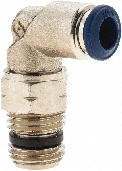 Aignep USA Push-to-Connect Tube x Male x Tube x Male NPTF Fitting: Swivel Elbow, NPTF, 3/8" OD - 88110-06-04