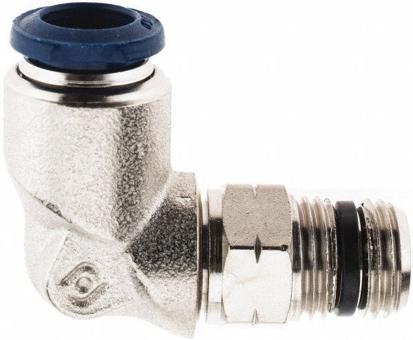 Aignep USA Push-to-Connect Tube x Male x Tube x Male NPTF Fitting: Swivel Elbow, NPTF, 3/8" OD - 88110-06-04