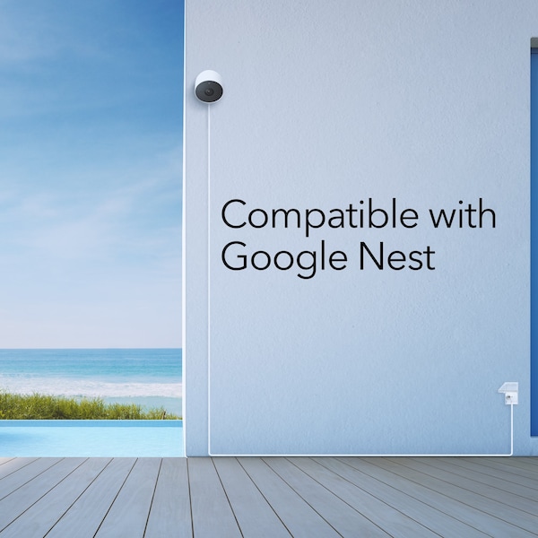 Wasserstein Pogo Pin Power Cable, 26ft, for Google Nest Cam Outdoor/Indoor, Battery, 2PK - NestCable26ftAdp2PKWhtUS