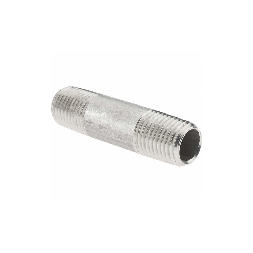 Value Collection Stainless Steel Pipe Nipple: 1/4" Pipe, Grade 304 & 304L - 4BN1/4*2