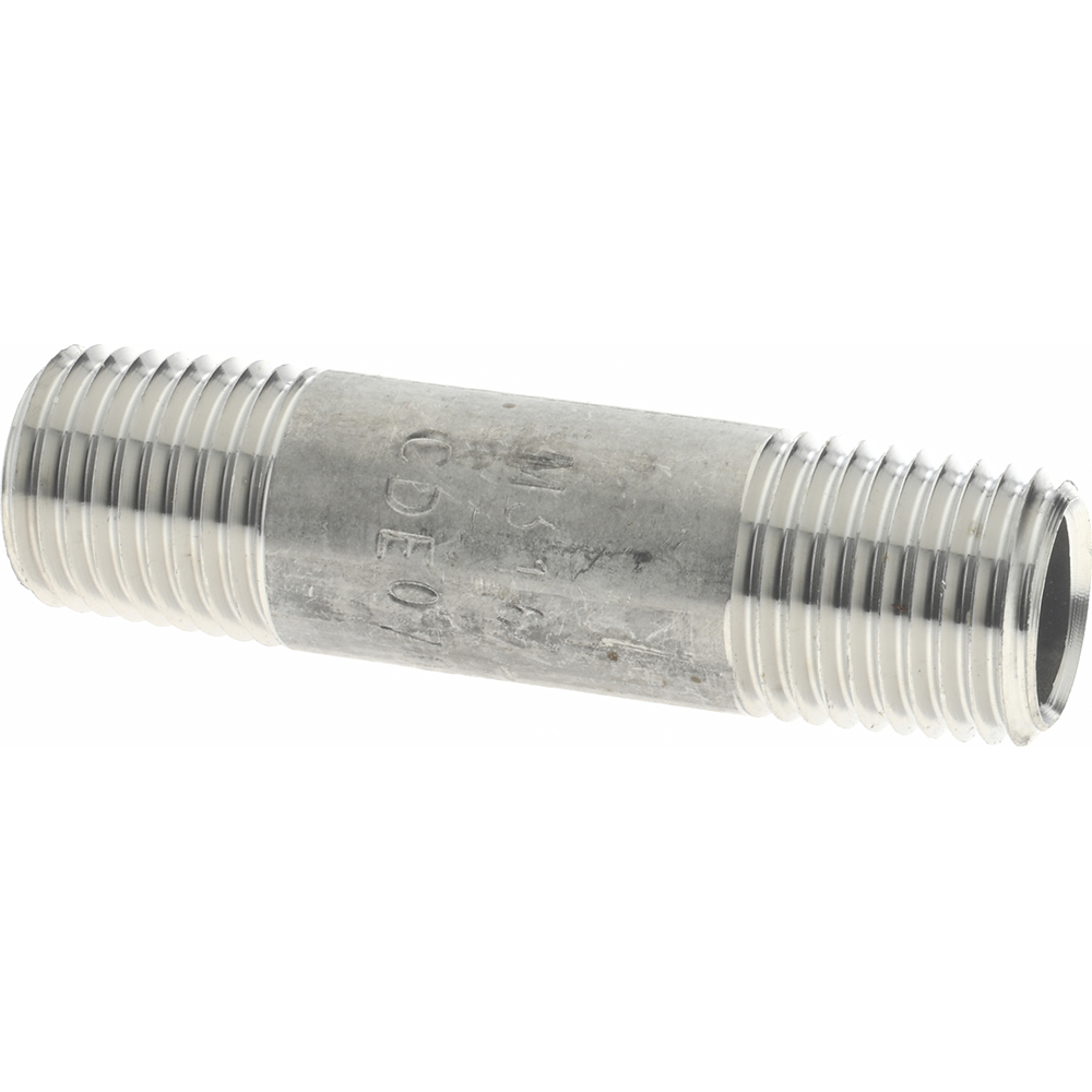 Value Collection Stainless Steel Pipe Nipple: 1/4" Pipe, Grade 304 & 304L - 4BN1/4*2