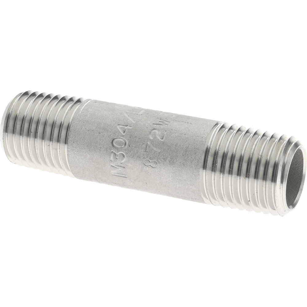 Value Collection Stainless Steel Pipe Nipple: 1/4" Pipe, Grade 304 & 304L - 4BN1/4*2