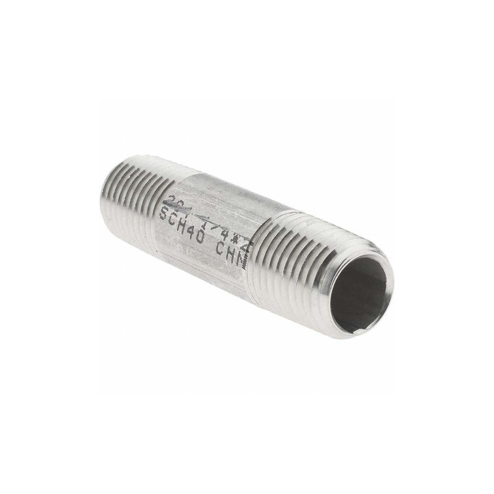 Value Collection Stainless Steel Pipe Nipple: 1/4" Pipe, Grade 304 & 304L - 4BN1/4*2