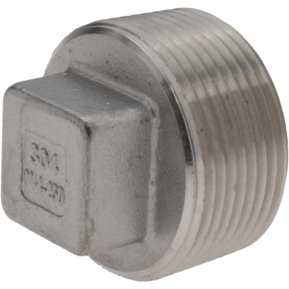 Merit Brass Pipe Square Head Plug: 1-1/4", 304 Stainless Steel - K417-20