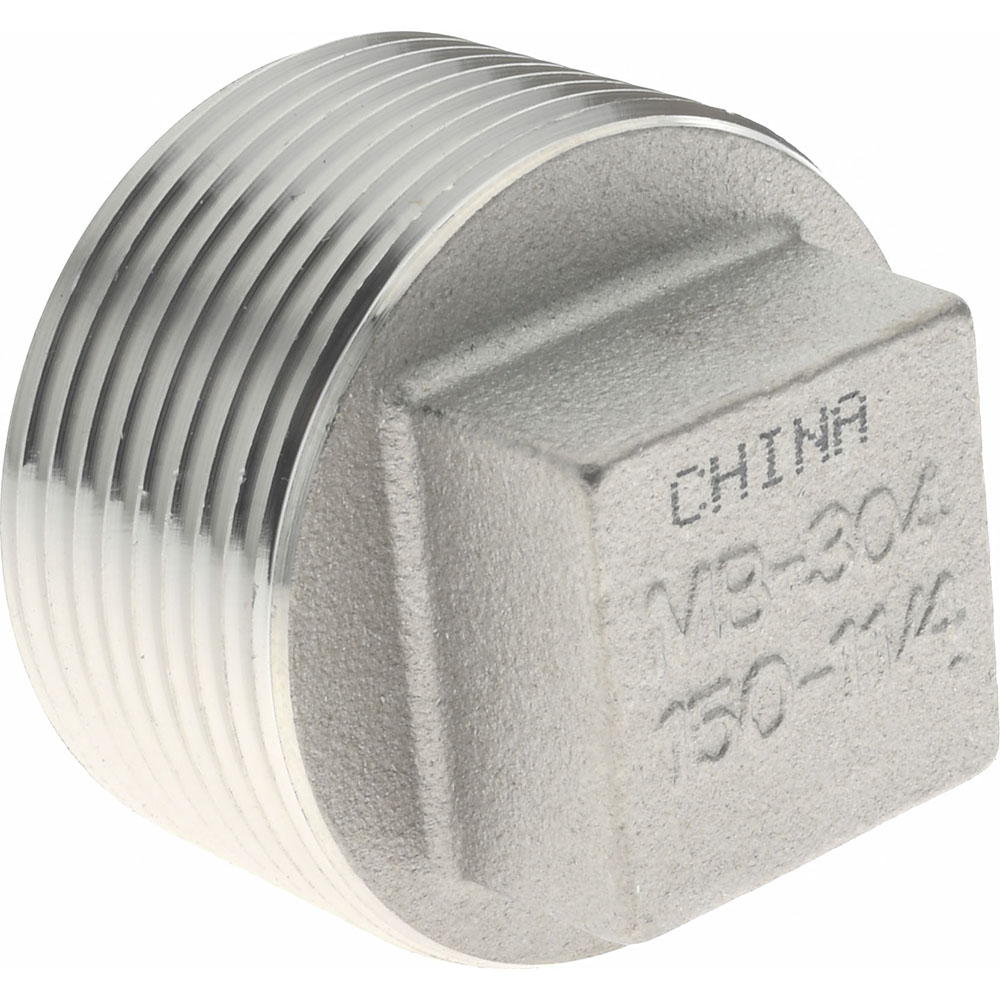 Merit Brass Pipe Square Head Plug: 1-1/4", 304 Stainless Steel - K417-20