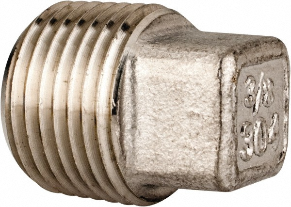 Merit Brass Pipe Square Head Plug: 1-1/4", 304 Stainless Steel - K417-20