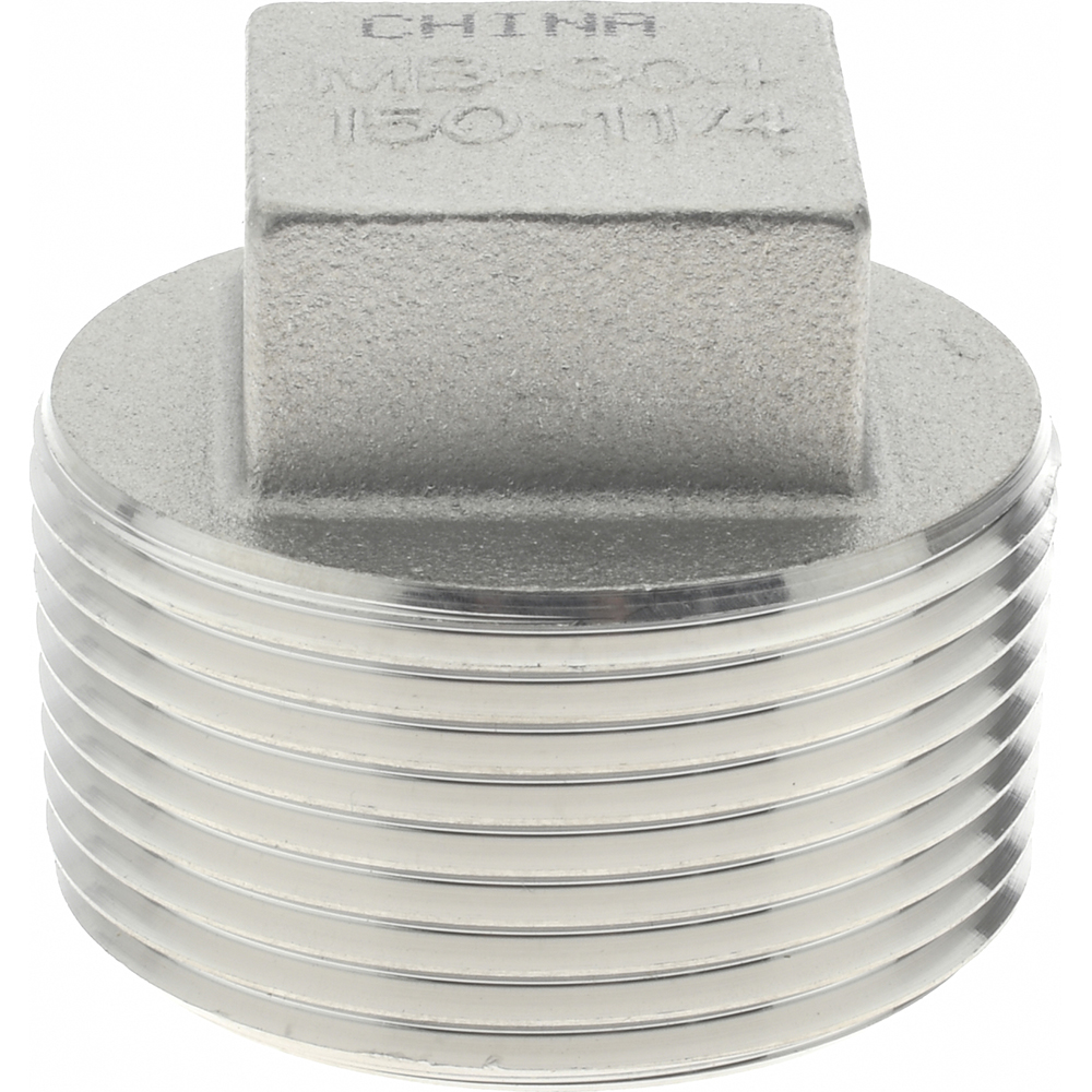 Merit Brass Pipe Square Head Plug: 1-1/4", 304 Stainless Steel - K417-20