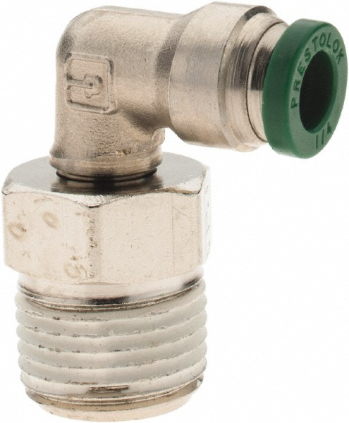 Norgren Push-to-Connect Tube x MNPT x Tube x Male Fitting: Swivel Elbow, NPTF, 3/8" OD - 124470618