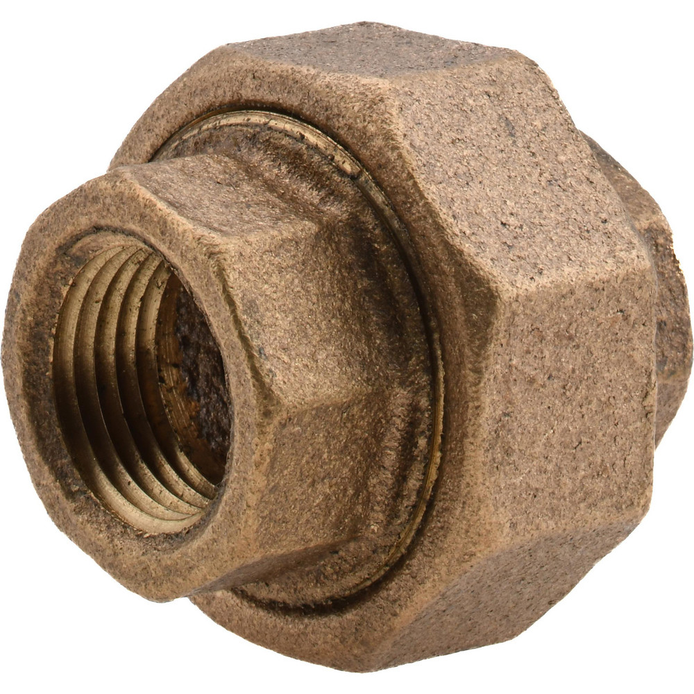 Merit Brass Brass Pipe Union: 1/2" Fitting, Threaded, FNPT x FNPT, Class 125, Lead Free - XNL187-08