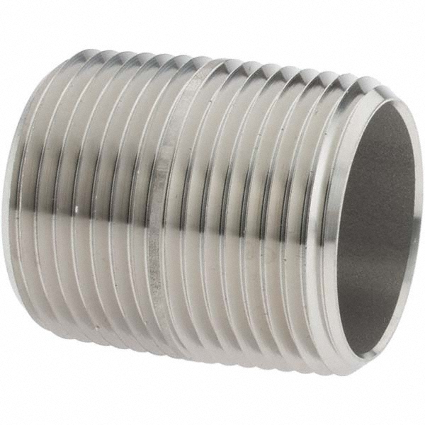 Merit Brass Stainless Steel Pipe Nipple: 1" Pipe, Grade 316 & 316L - 6016-001