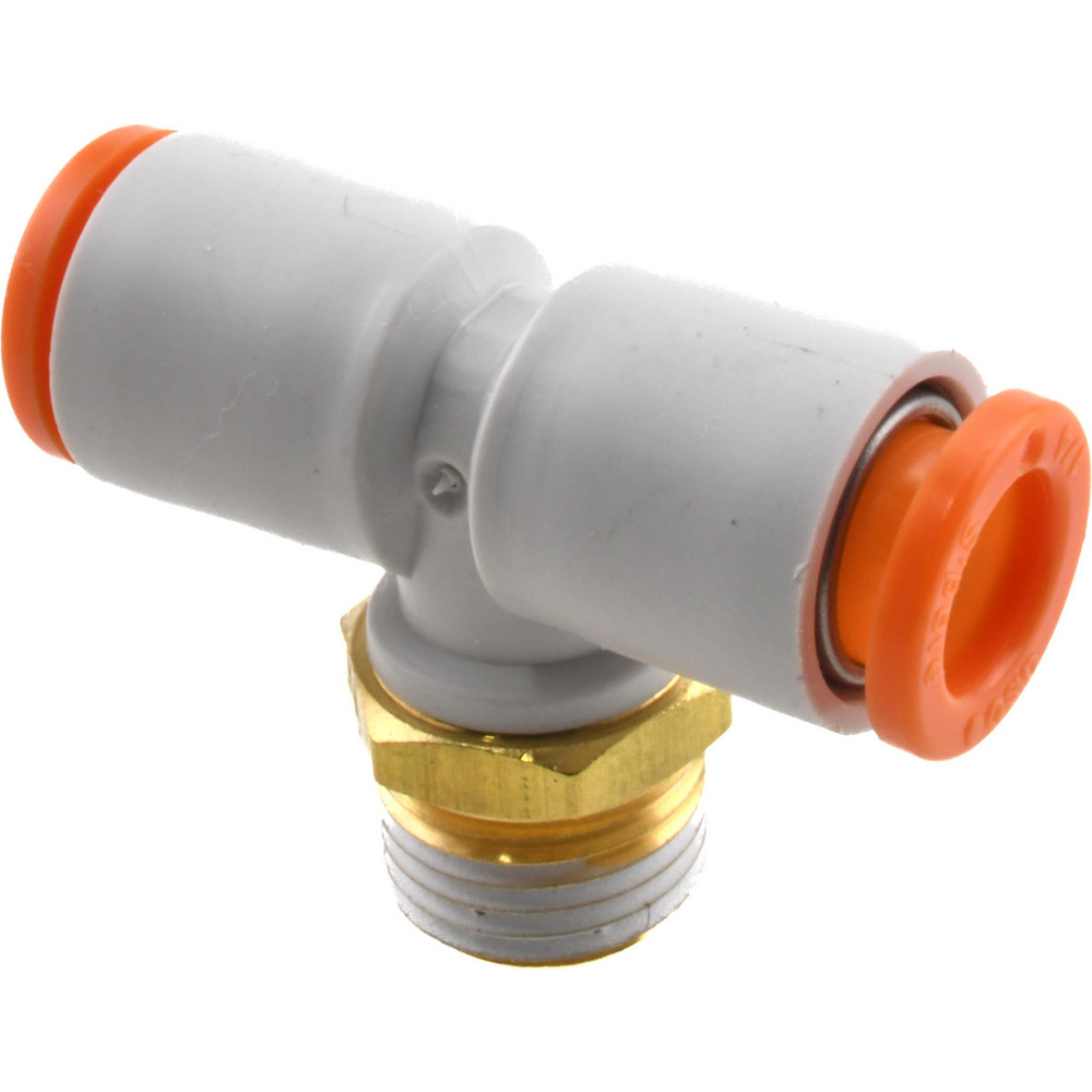 SMC PNEUMATICS Push-to-Connect Push-to-Connect Fitting: Branch Tee, NPT, 1/4" OD - KQ2T07-35AS