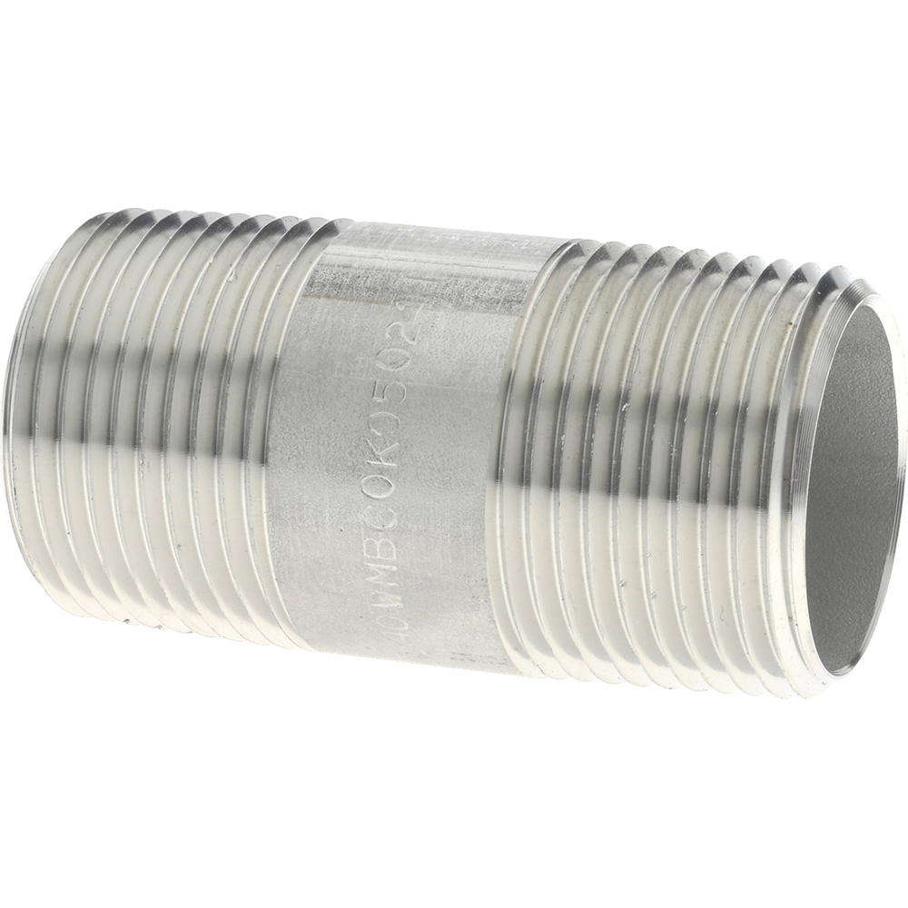 Merit Brass Stainless Steel Pipe Nipple: 1" Pipe, Grade 304 & 304L - 4016-300