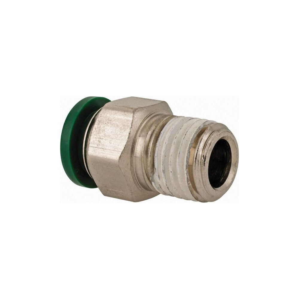 Parker Push-to-Connect Push-to-Connect x Male NPTF Fitting: Connector, 1/4 Thread, NPTF, 3/8" OD - W68PLP-6-4
