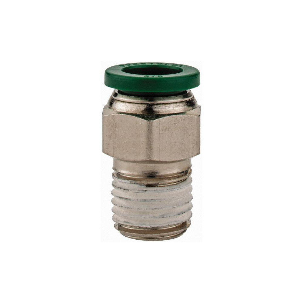 Parker Push-to-Connect Push-to-Connect x Male NPTF Fitting: Connector, 1/4 Thread, NPTF, 3/8" OD - W68PLP-6-4