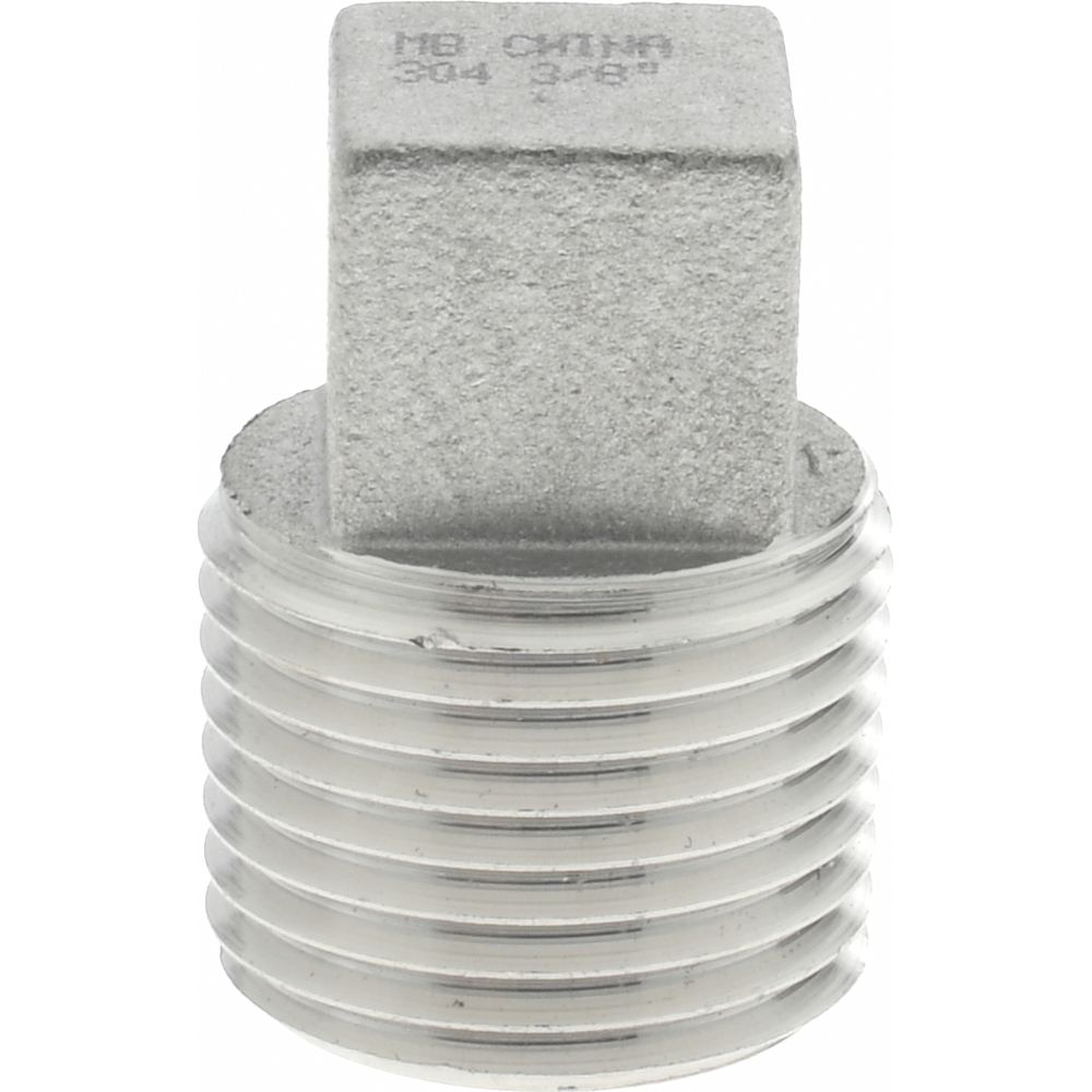 Merit Brass Pipe Square Head Plug: 1/2", 304 & 304L Stainless Steel - 3417D-08