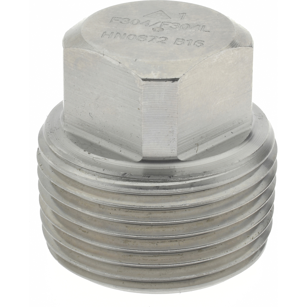 Merit Brass Pipe Square Head Plug: 1/2", 304 & 304L Stainless Steel - 3417D-08