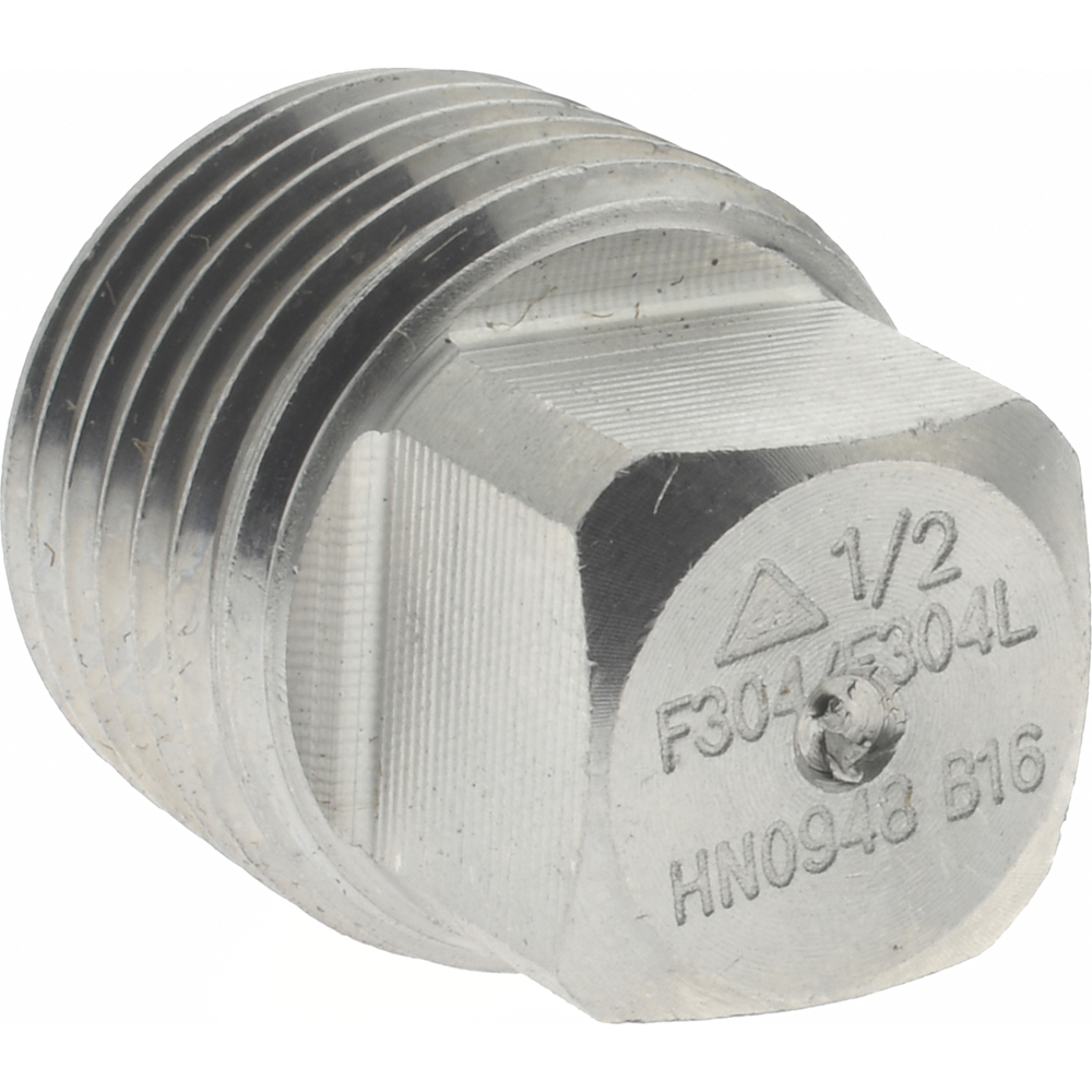 Merit Brass Pipe Square Head Plug: 1/2", 304 & 304L Stainless Steel - 3417D-08