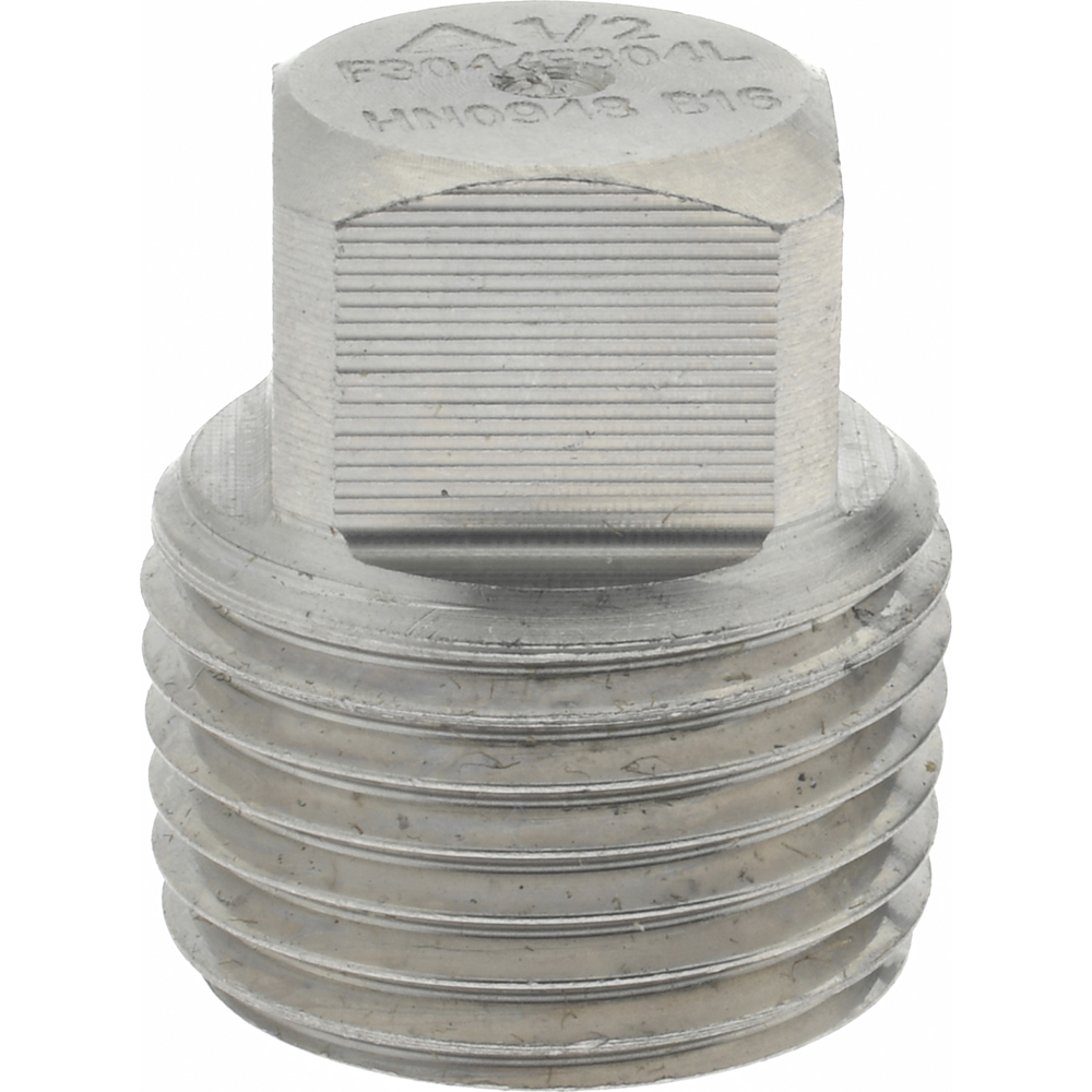 Merit Brass Pipe Square Head Plug: 1/2", 304 & 304L Stainless Steel - 3417D-08