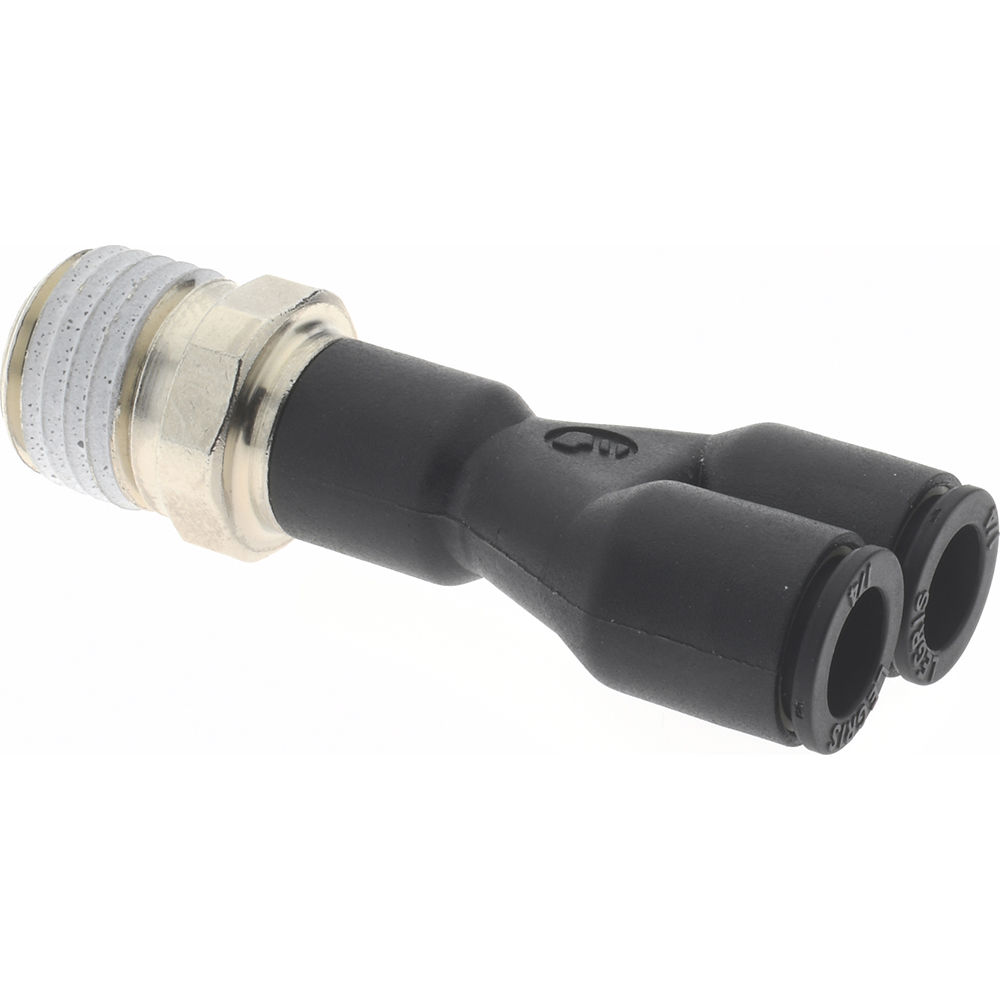 Legris Push-to-Connect Fitting: Y Connector, NPT, 1/4" OD - 3148 56 11