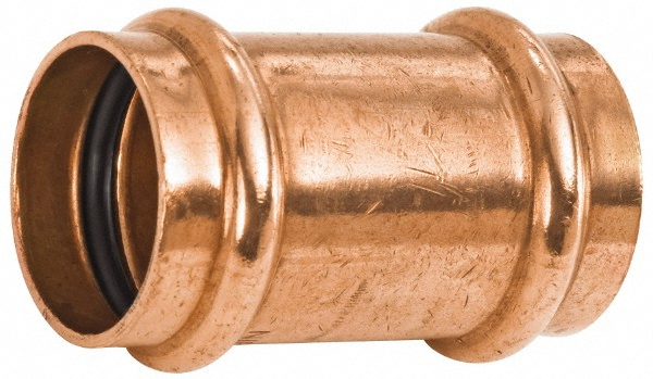 NIBCO Wrot Copper Pipe Coupling: 2-1/2" Fitting, P x P, Press Fitting, Lead Free - 9020700PC