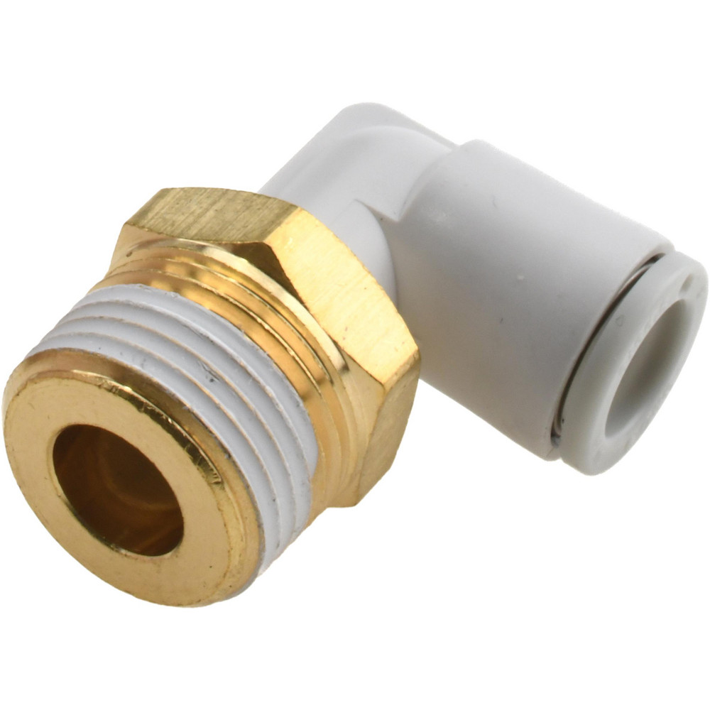 SMC PNEUMATICS Push-to-Connect Push-to-Connect Fitting: Elbow, BSPT, 8.00 mm OD - KQ2L08-03AS