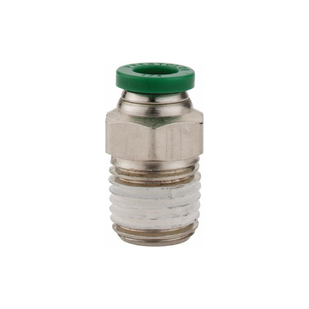 Parker Push-to-Connect Push-to-Connect x Male NPTF Fitting: Connector, 1/4 Thread, NPTF, 1/4" OD - W68PLP-4-4