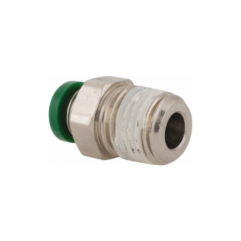 Parker Push-to-Connect Push-to-Connect x Male NPTF Fitting: Connector, 1/4 Thread, NPTF, 1/4" OD - W68PLP-4-4