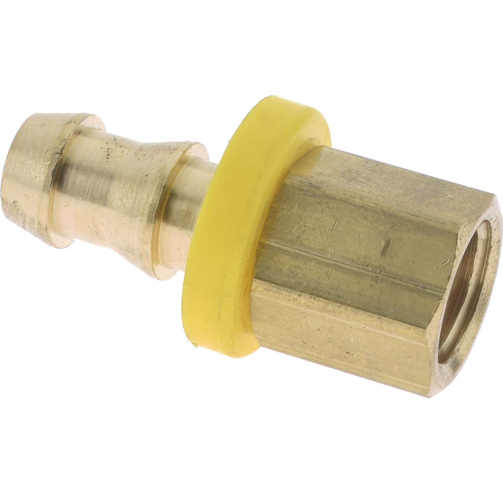 CerroBrass Barbed Push-On Hose Female Connector: 3/4" UNF, Brass, 3/8" Barb - 30233