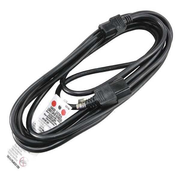 Zoro Select Power Cord, IEC C14, SJT, 15 ft., Blk, 10A, 18/3 - 5XFT3ID