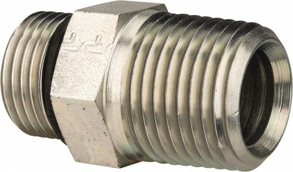 Parker Industrial Pipe Adapter: 7/16-20 x 1/8" Male Thread, Male Straight Thread O-Ring x Male NPTF - 4-1/8 F5OF-S