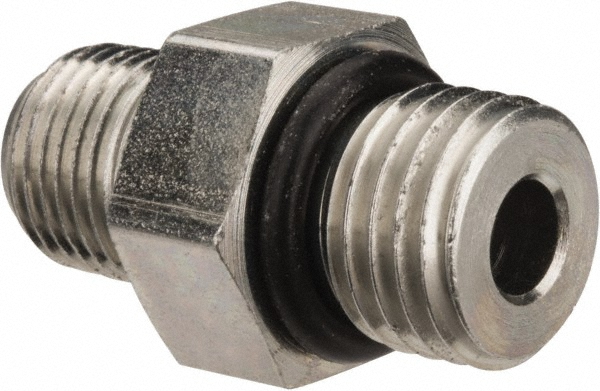 Parker Industrial Pipe Adapter: 7/16-20 x 1/8" Male Thread, Male Straight Thread O-Ring x Male NPTF - 4-1/8 F5OF-S