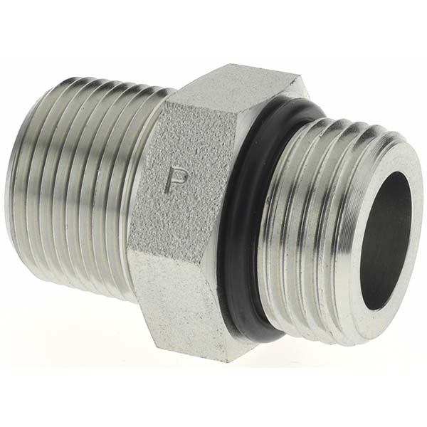Parker Industrial Pipe Adapter: 7/16-20 x 1/8" Male Thread, Male Straight Thread O-Ring x Male NPTF - 4-1/8 F5OF-S