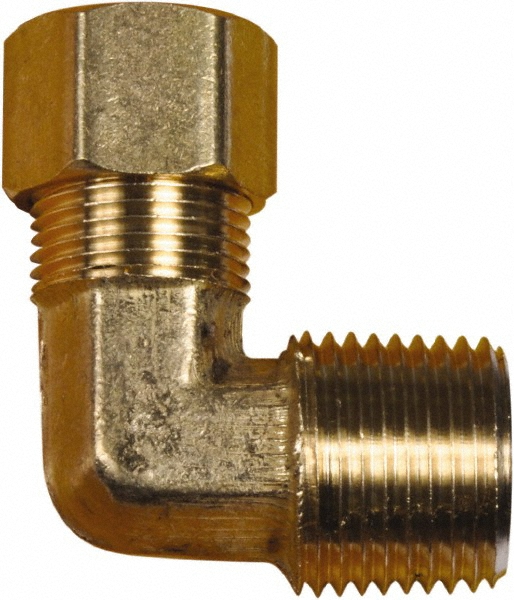 CerroBrass Compression Tube Male Elbow: 9/16-24, 3/8" Tube OD, Compression x MNPT - 18232