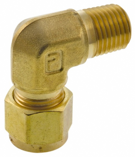 CerroBrass Compression Tube Male Elbow: 9/16-24, 3/8" Tube OD, Compression x MNPT - 18232