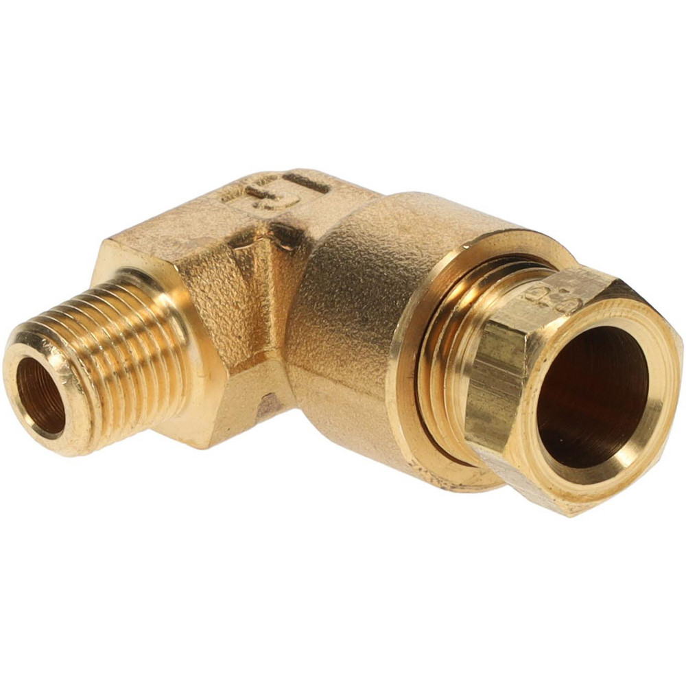 CerroBrass Compression Tube Male Elbow: 9/16-24, 3/8" Tube OD, Compression x MNPT - 18232