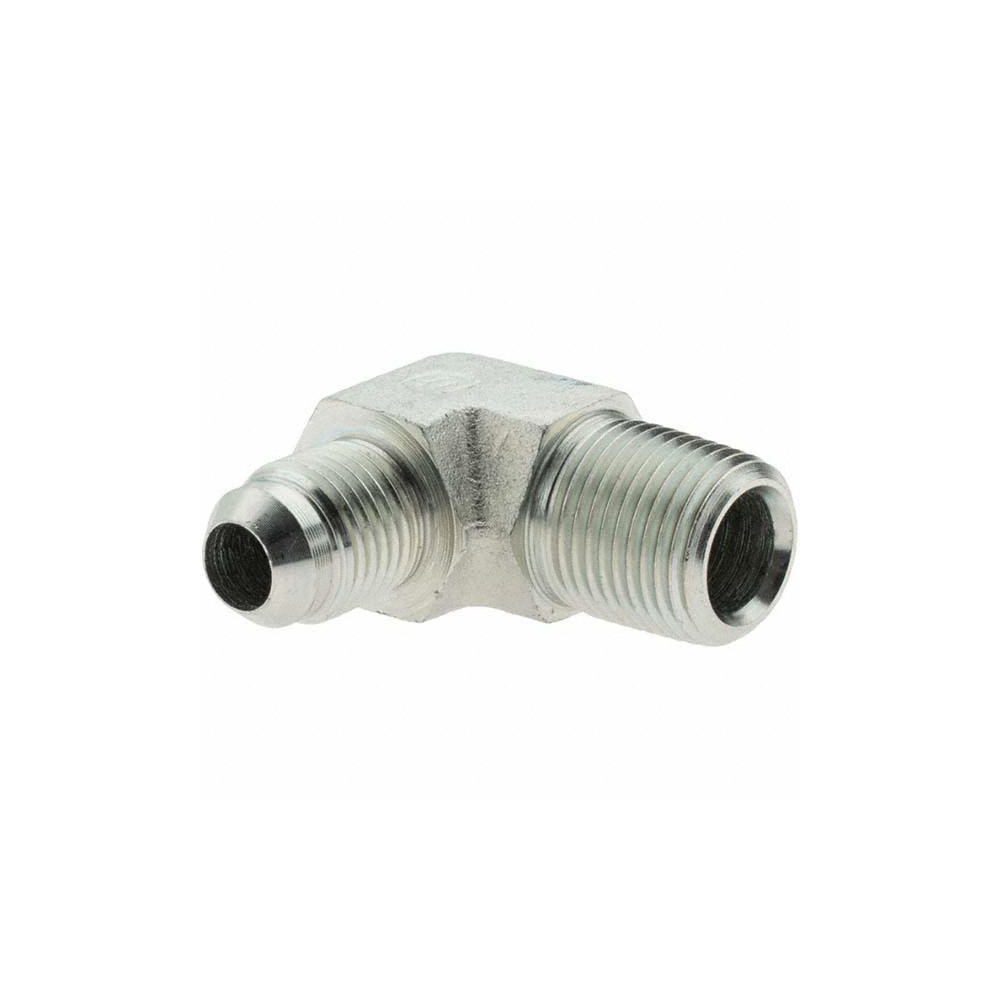 Brennan Steel Flared Tube 90 Deg Elbow: 3/8" OD, 9/16-18 x 3/8-18 Thread, 37 deg Flared Angle - 10331