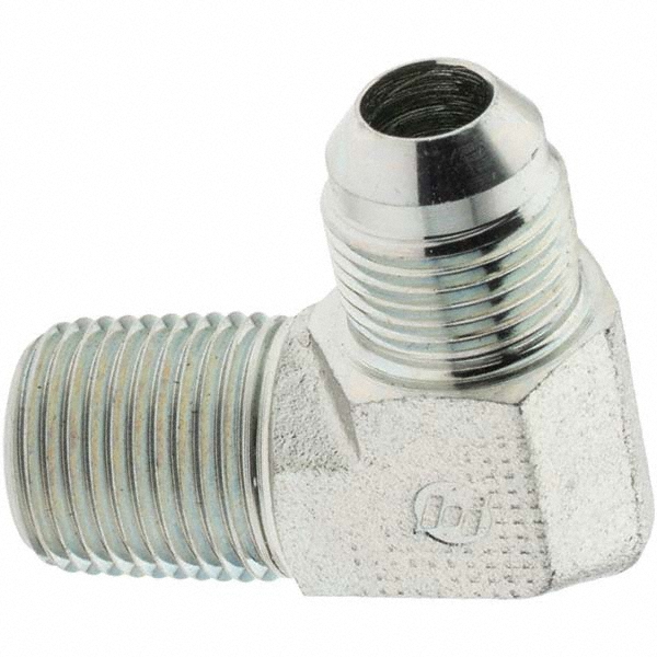 Brennan Steel Flared Tube 90 Deg Elbow: 3/8" OD, 9/16-18 x 3/8-18 Thread, 37 deg Flared Angle - 10331