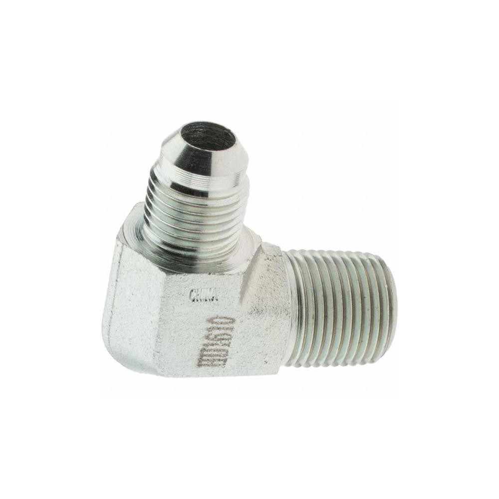 Brennan Steel Flared Tube 90 Deg Elbow: 3/8" OD, 9/16-18 x 3/8-18 Thread, 37 deg Flared Angle - 10331