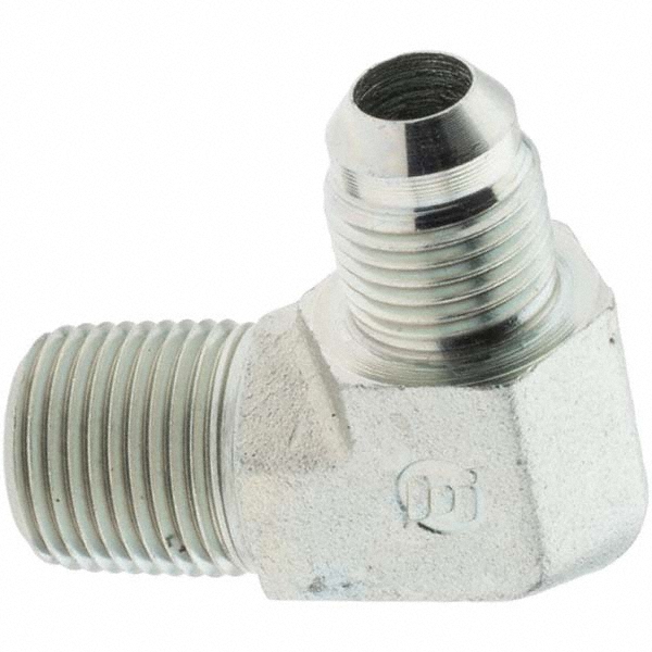 Brennan Steel Flared Tube 90 Deg Elbow: 3/8" OD, 9/16-18 x 3/8-18 Thread, 37 deg Flared Angle - 10331