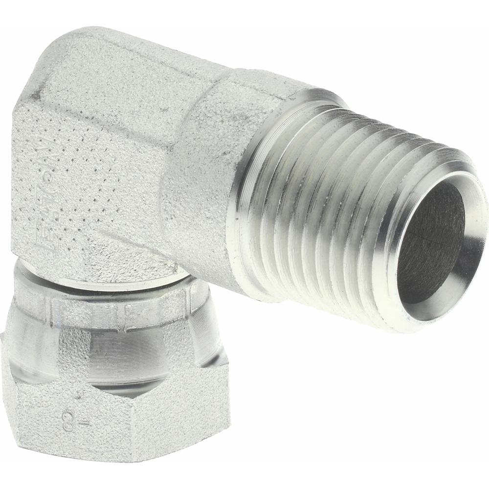 Weatherhead Industrial Pipe 90 ° Elbow Adapter: 1/2-14 Female Thread, 1/2-14 Male Thread, FNPSM x MNPT - 2047-8-8S